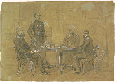 George Cullum, Schuyler Hamilton, Henry Van Rensselaer with Gen Winfield Scott, July 1861