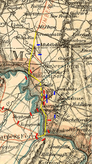 Map of the cavalry's route to Greencastle