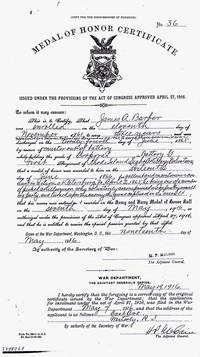 James Barber's MoH Certificate, 1916