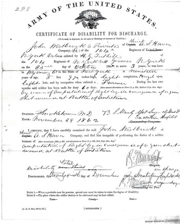 John Westbrook Certificate of Disability