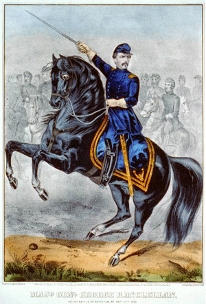 Majr. Genl. George B. McClellan: at the Battle of Antietam, Md. Sept. 17th 1862 (1862, Currier & Ives)