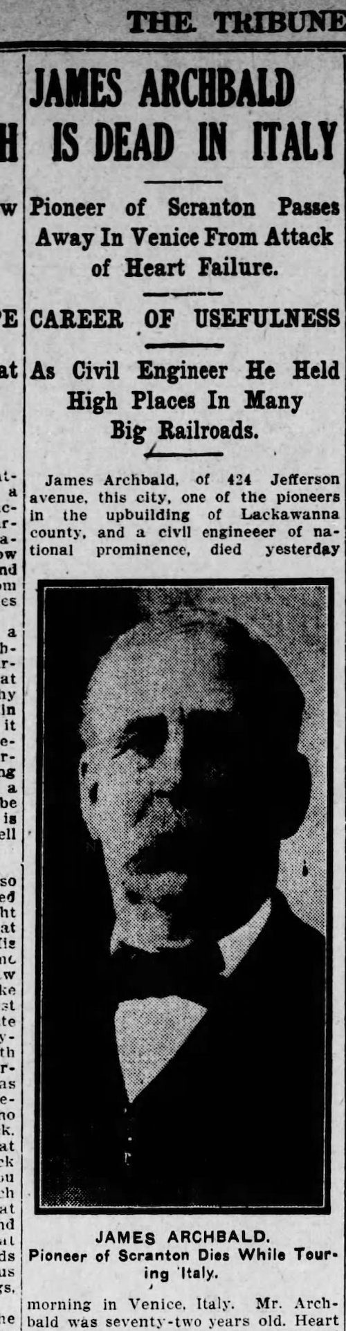 James Archibald is dead in Italy